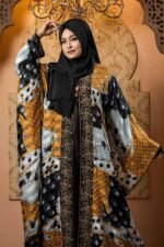 Exclusive Printed Abaya with Lace & Embroidery Work - Image 2