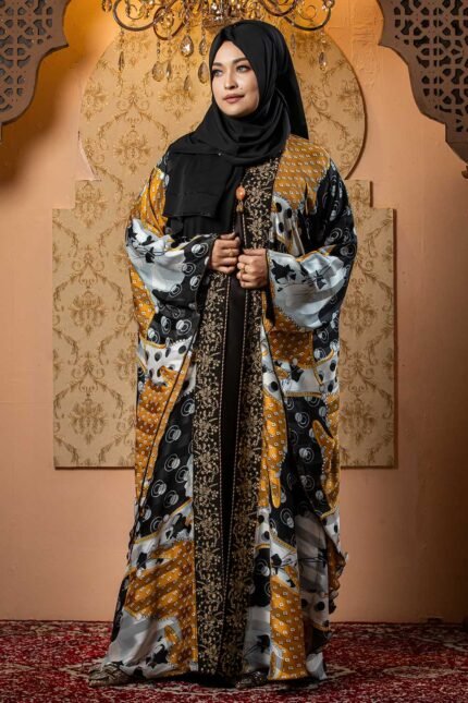 Exclusive Printed Abaya with Lace & Embroidery Work image