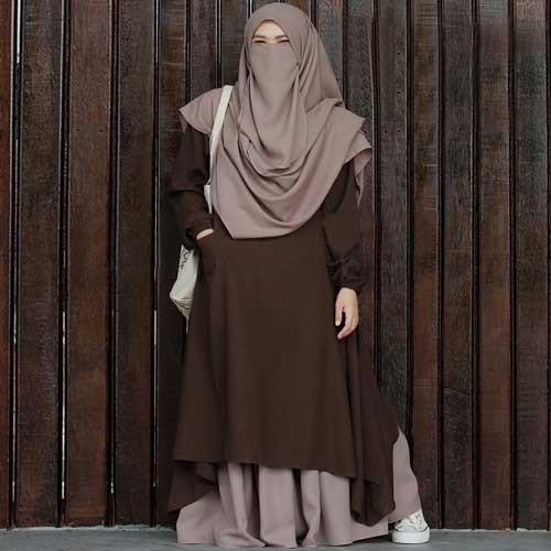 Irani queen Stylish abaya, (hijab, niqab ,Skirt & Burkha) Borkha Dubai Charry Coffee image