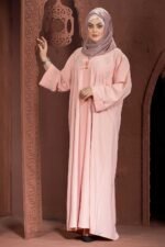 Pink Color Borka Design with Embroidery & Stone Work - Image 2