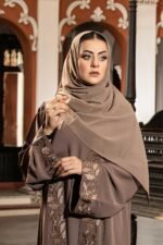 Mocha Brown Koti Borka with Embroidery & Stone Work - Image 3