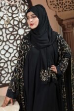 Luxurious Black Abaya with Embroidery & Stone Work image