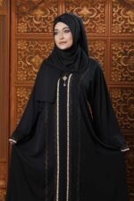 Black Color Gown Borka with Lace & Stone Work