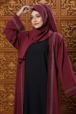 Maroon Color Koti Borka with Stone Work - Image 2