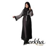 Black & White Gown Borka with Stone Work | Irani Borka Bazar