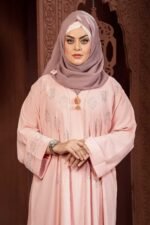 Pink Color Borka Design with Embroidery & Stone Work - Image 3