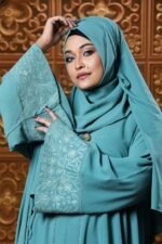 Ocean Blue Color Borka Design with Embroidery & Stone Work image