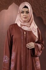 Copper Coffee Color Borka Design with Embroidery & Stone Work - Image 2