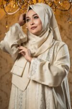 Cream Color Borka Design with Lace & Stone Work - Image 3