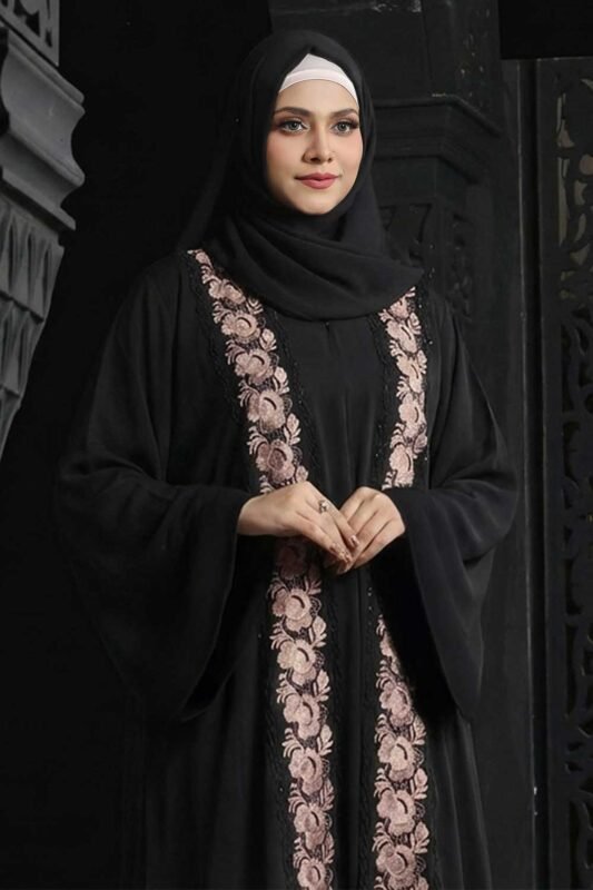 Black Color Borka Design with Embroidery Work