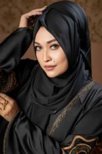 Black Color Gown Borka with Embroidery & Stone Work - Image 3