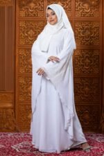 Luxurious White Abaya with Embroidery & Stone Work image