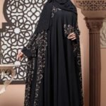 Luxurious Black Abaya with Embroidery & Stone Work image