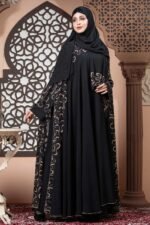 Luxurious Black Abaya with Embroidery & Stone Work image
