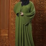 Olive Green Color Borka Design with Stone Work image