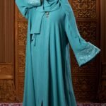 Ocean Blue Color Borka Design with Embroidery & Stone Work image