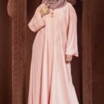 Pink Color Borka Design with Embroidery & Stone Work