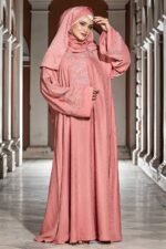 Sunset Nude Color Borka Design with Embroidery & Stone Work image