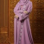 Mauve Pink Color Borka Design with Embroidery Work image