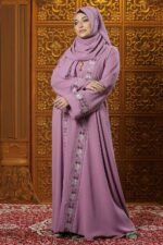 Mauve Pink Color Borka Design with Embroidery Work image