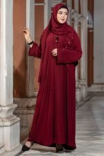 Maroon Color Borka Design with Embroidery & Stone Work