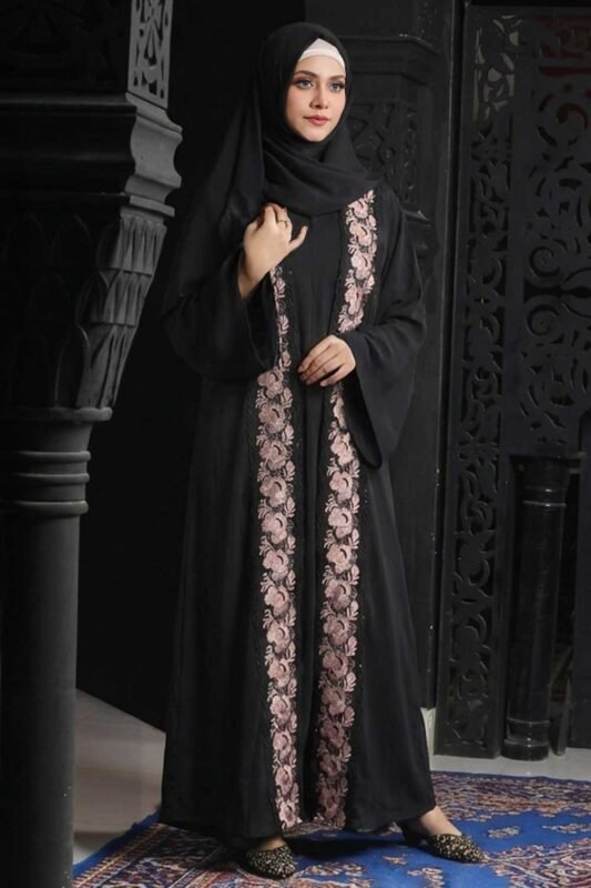 Black Color Borka Design with Embroidery Work