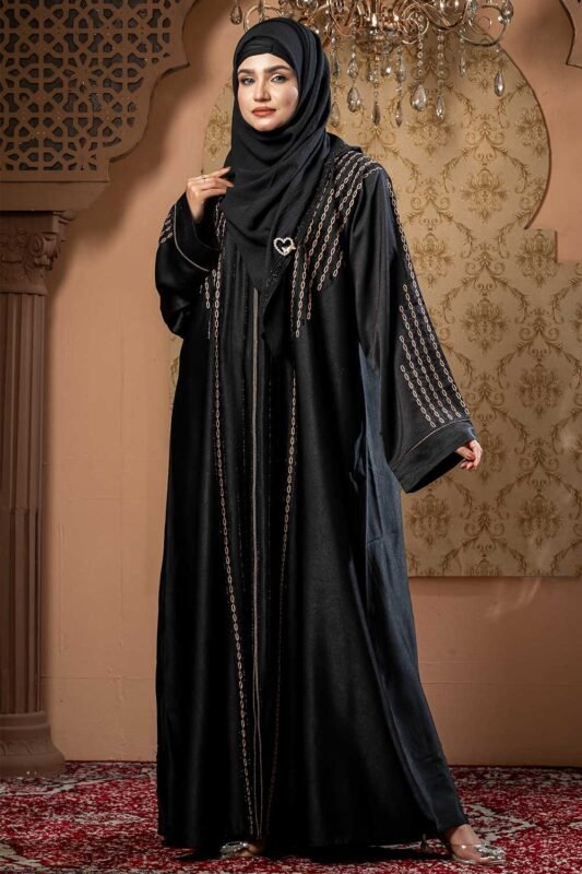 Exclusive Black Color Borka Design with Embroidery & Stone Work image