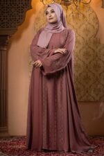 A human cannot be trusted with the engine of their own life. The mind is a fickle thing. It gets distracted, it sleeps. It forgets. Mauve Pink Color Borka Design with Stone Work image