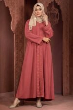 Mauve Pink Color Borka Design with Embroidery & Stone Work