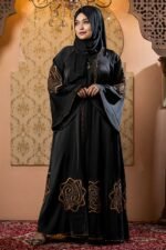 Black Color Gown Borka with Embroidery & Stone Work image
