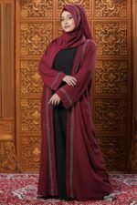 Maroon Color Koti Borka with Stone Work