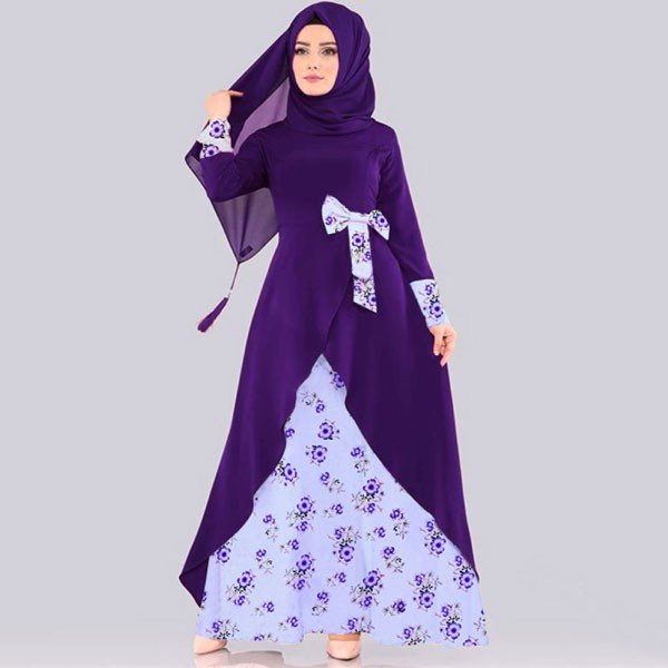 Exclusive Iraq stylish special Printed hijab Burka Borkha Alex With Linen Purple Color image