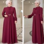 Turkish Fashionable Stone Waist Belt Borkha Dubai Charry Maroon Color