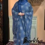 Ash Color Abaya with Embroidery & Stone Work | Irani Borka Bazar