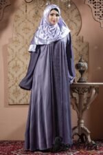 Ash Color Borka Design with Embroidery & Stone Work | Irani Borka Bazar