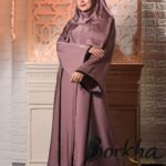 Ash Color Borka Design with Lace & Stone Work | Irani Borka Bazar