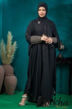 Black Color Abaya with Embroidery & Stone Work | Irani Borka Bazar