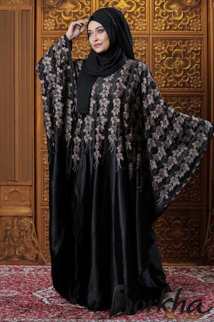 Black Color Abaya with Embroidery & Stone Work | Irani Borka Bazar