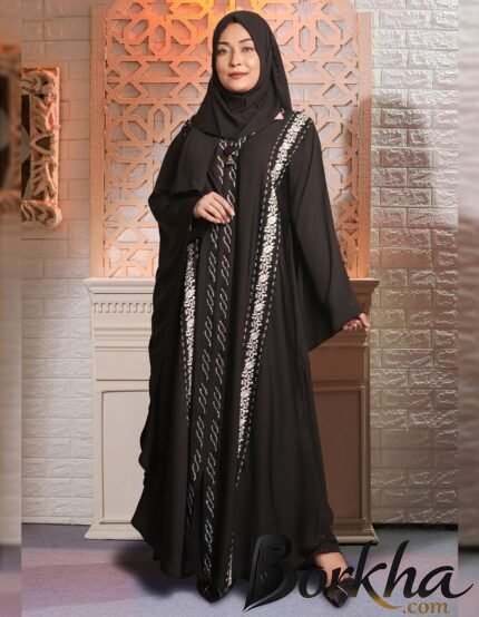 Black Color Abaya with Lace & Stone Work | Irani Borka Bazar