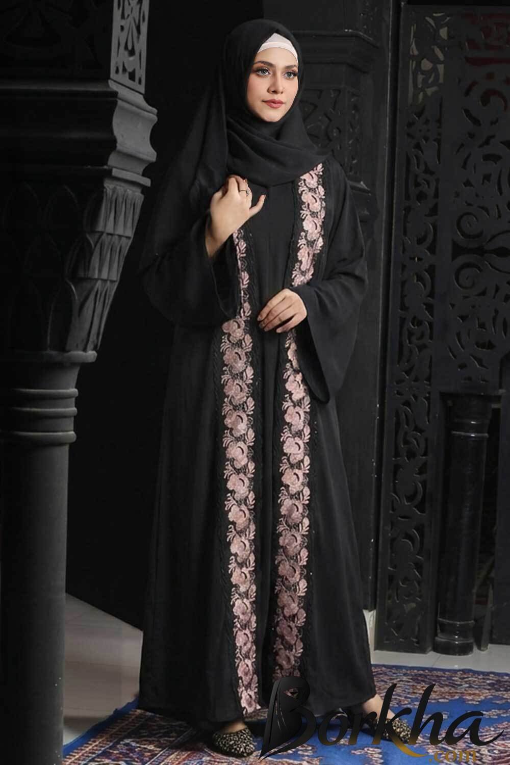 Black Color Borka Design with Embroidery Work | Irani Borka Bazar Black Color Borka Design with Embroidery Work | Irani Borka Bazar