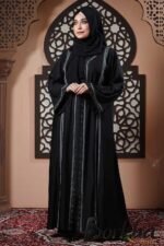 Black Color Borka Design with Lace & Stone Work | Irani Borka Bazar