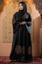 Black Color Gown Borka with Embroidery & Stone Work | Irani Borka Bazar