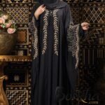 Black Color Koti Abaya with Embroidery & Stone Work | Irani Borka Bazar