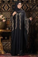Black Color Koti Abaya with Embroidery & Stone Work | Irani Borka Bazar