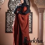 Black & Maroon Color Abaya with Embroidery & Stone Work | Irani Borka Bazar