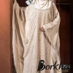 Cream Color Abaya with Embroidery & Stone Work | Irani Borka Bazar