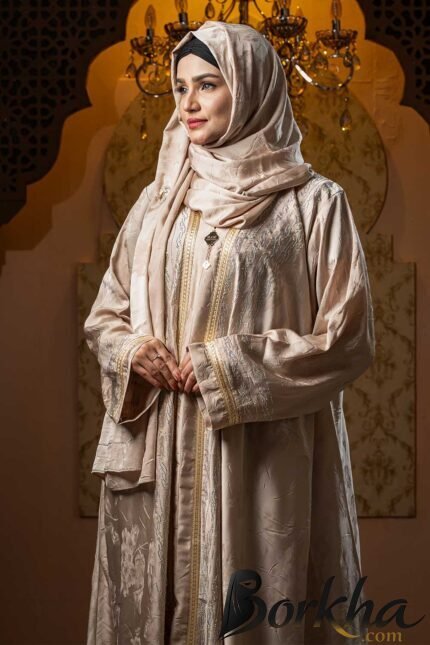 Cream Color Borka Design with Lace & Stone Work | Irani Borka Bazar