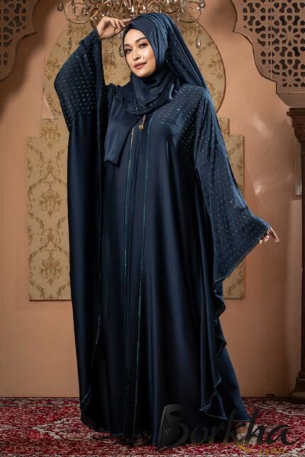 Dark Blue Color Abaya with Stone Work | Irani Borka Bazar