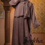 Dark Brown Borka Design with Embroidery & Stone Work | Irani Borka Bazar