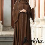 Dark Chocolate Color Gown Borka with Stone Work | Irani Borka Bazar